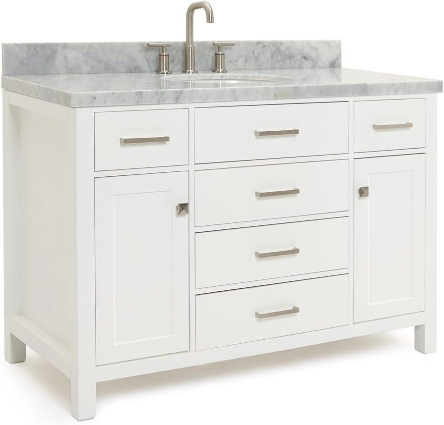 Bristol 49" White Marble Top Freestanding Vanity