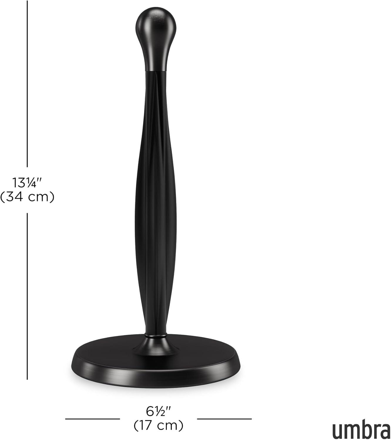 Umbra Tug Paper Towel Holder with Weighted Base, 13.5 Inch, Black
