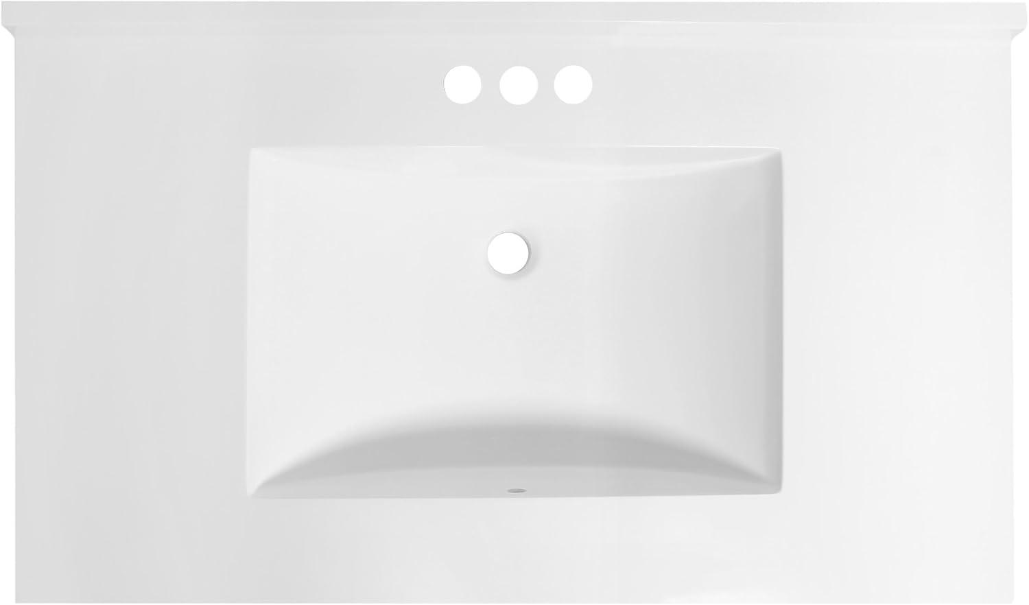 37 Inch Camilla Modern Vanity Top with  Backsplash, White – Design House, 630236