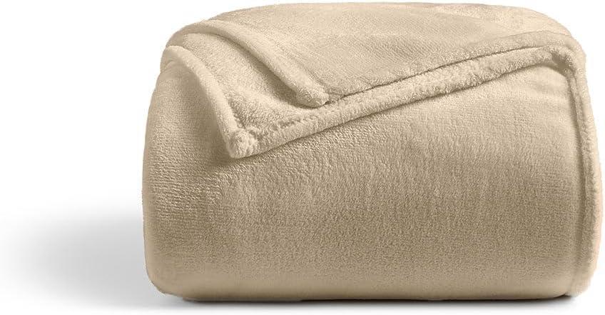 Cosy House Collection Everyday Series Fleece Blanket - Tan, Throw