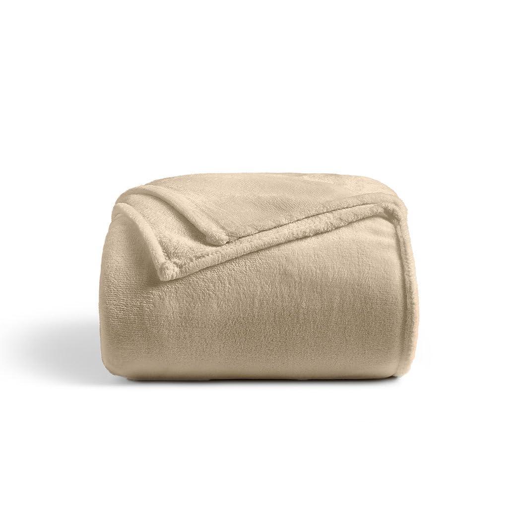 Cosy House Collection Everyday Series Fleece Blanket - Tan, Throw