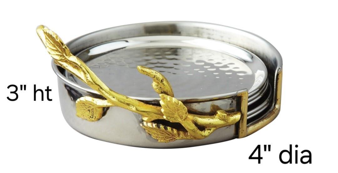 Stainless Steel Round 7 Piece Coaster Set (Set of 7)