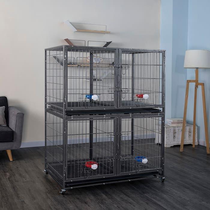 Go Pet Club Metal Collapsible Pet Crate with 3 Doors