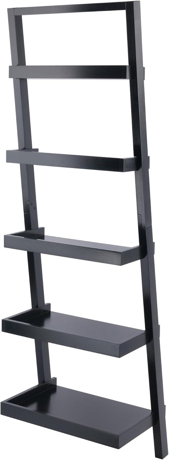 74.65" Bailey Leaning Shelf Black Finish - Winsome: 5-Tier Storage, Modern Design