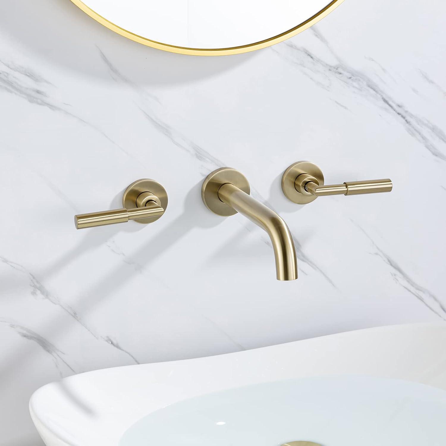 10.08" Widespread Bathroom Faucet 3 Hole, 2-handle Bathroom Sink Faucet with Drain Assembly