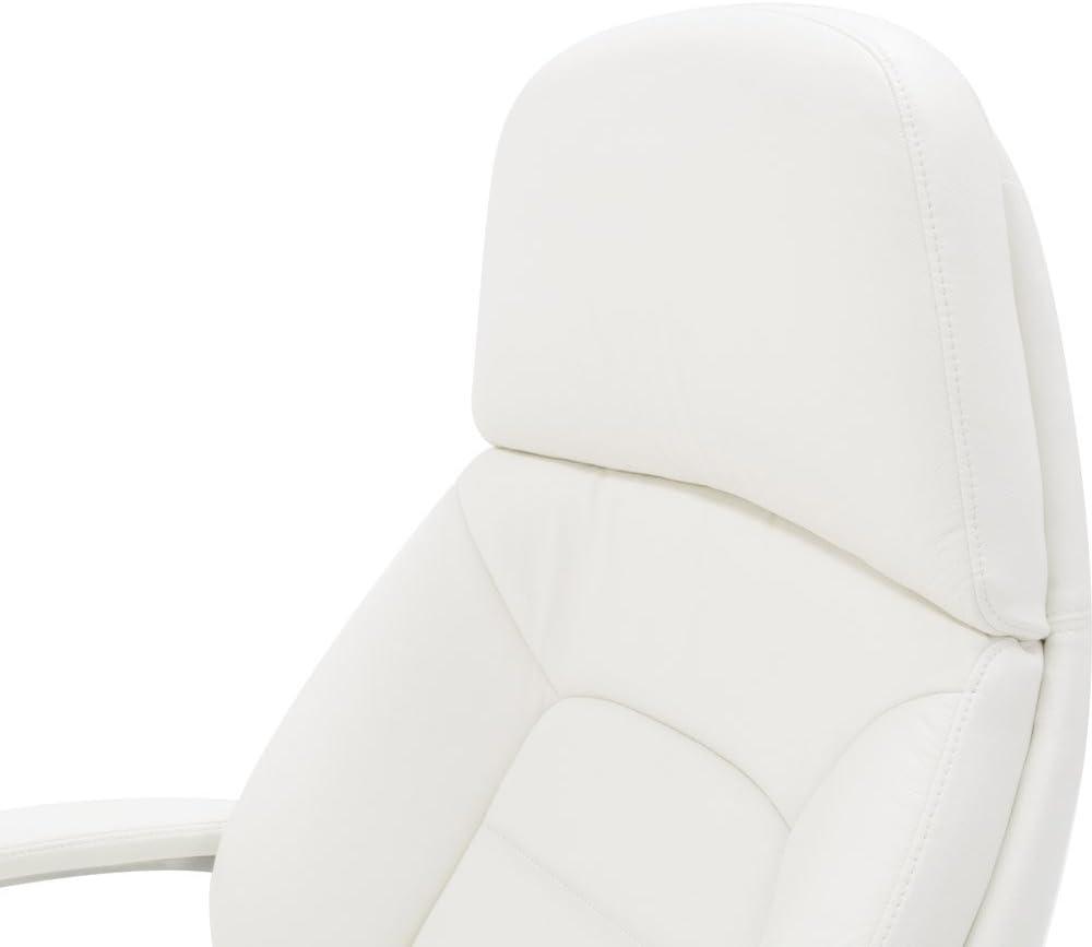 Zuri Furniture Gates Genuine Leather Aluminum Base High Back Executive Chair - White