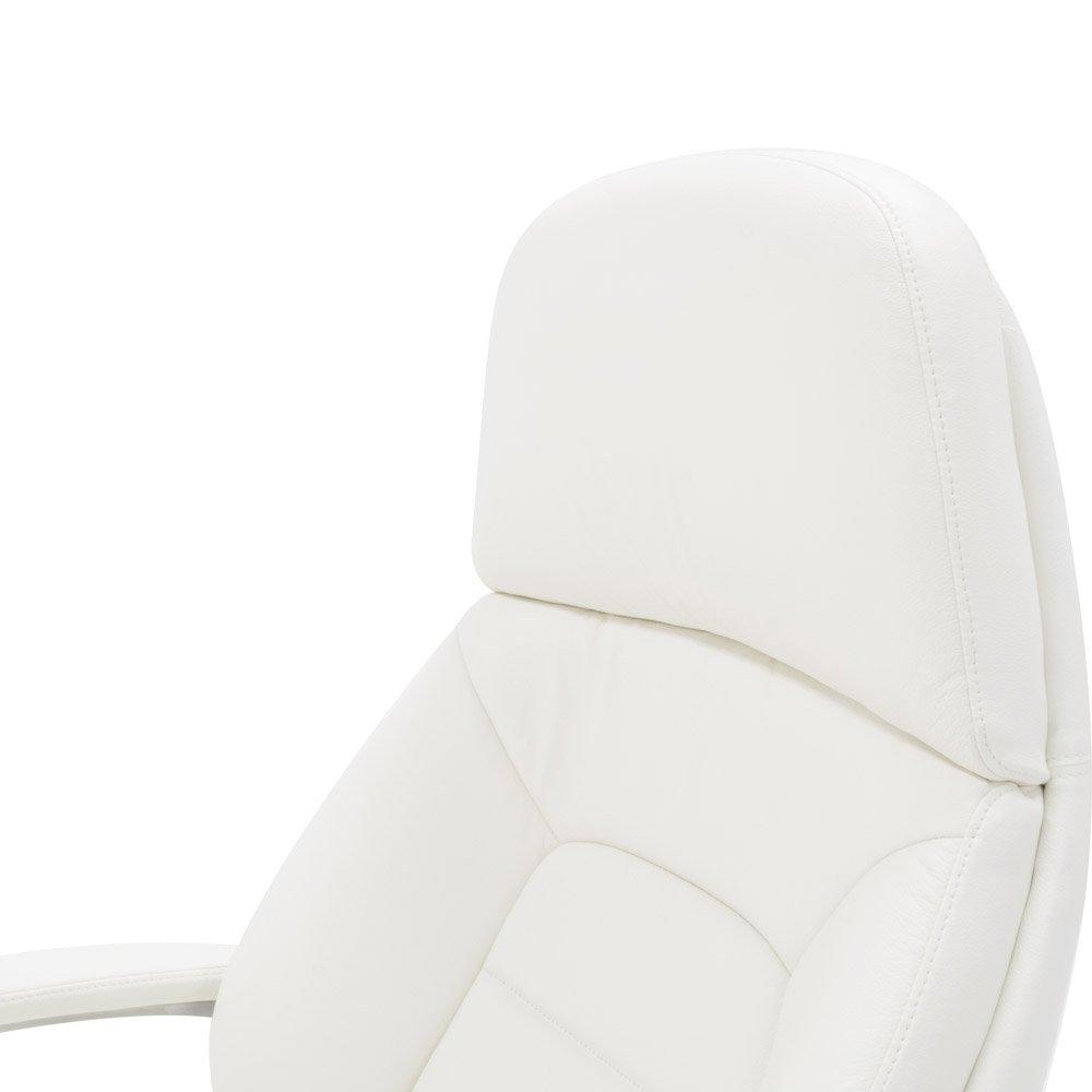 Zuri Furniture Gates Genuine Leather Aluminum Base High Back Executive Chair - White
