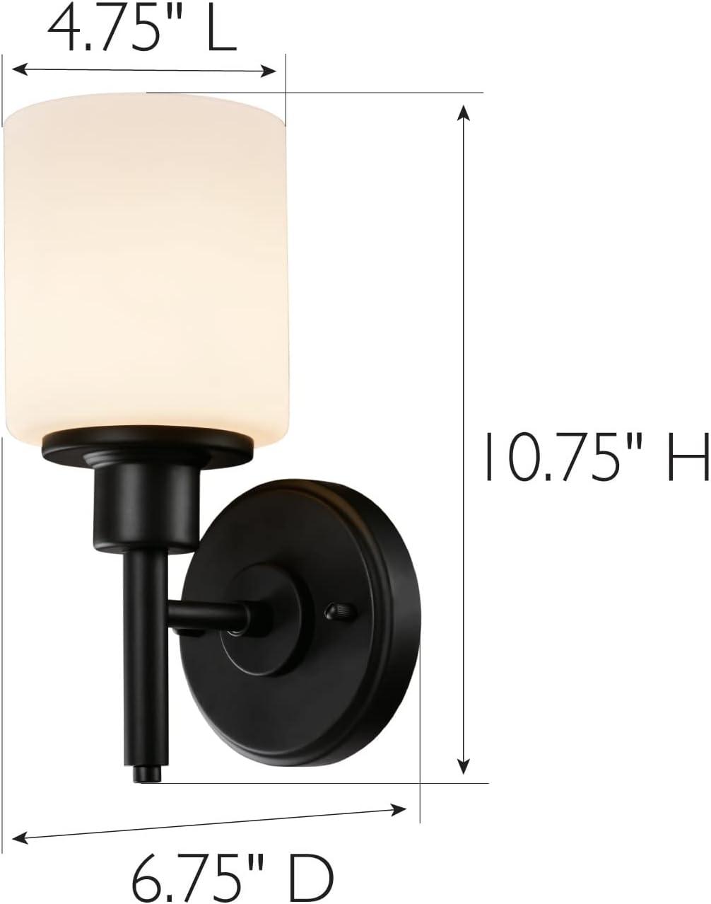 Aubrey Matte Black 10.75'' Traditional Indoor Wall Sconce with Frosted Glass