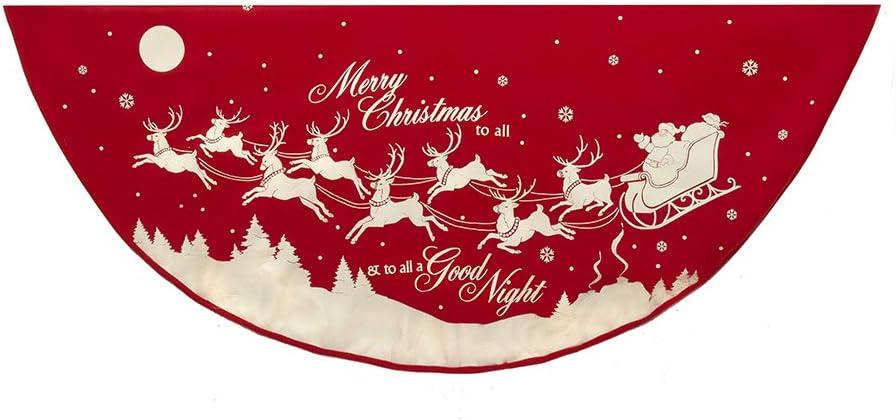 48-Inch Red and White Santa Reindeer Christmas Tree Skirt