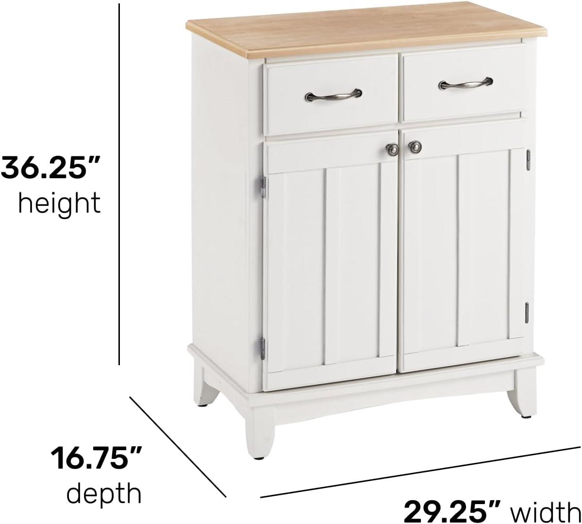 Elegant Homestyles White Hardwood Buffet with Sleek Wood Top