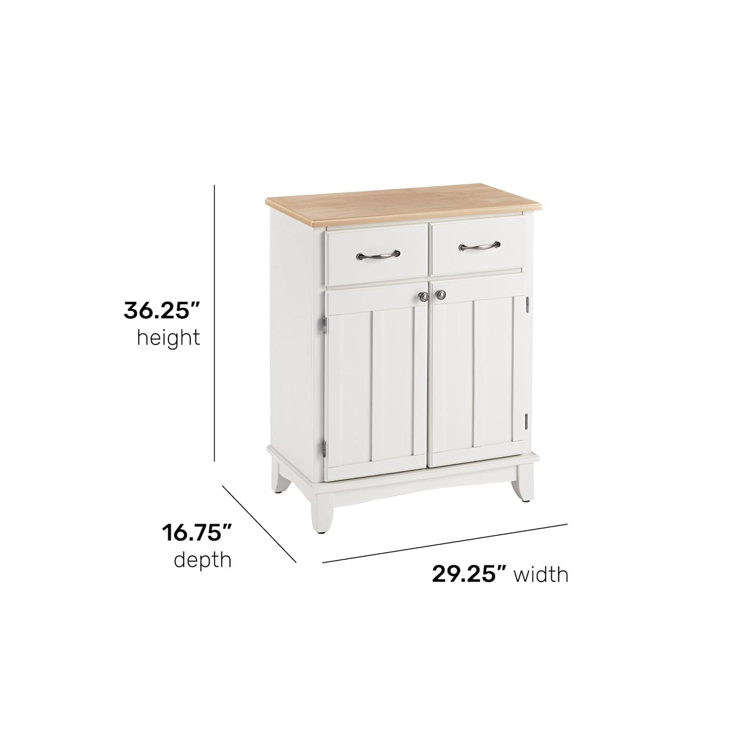 36" Sideboard Buffet Servers with Wood Top White - Home Styles: Traditional Style, Adjustable Shelves, Storage Cabinet