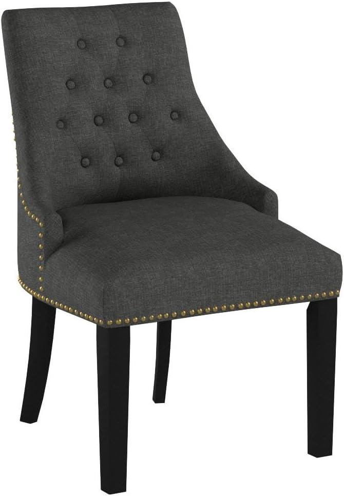 Xayoca Dining Chairs Set of 2,Upholstered Velvet Dining Room Chairs with Button-Tufted Decoration,Modern Kitchen Chairs with Nailhead Solid Wood Legs for Kitchen/Bedroom/Dining Room（Beige）