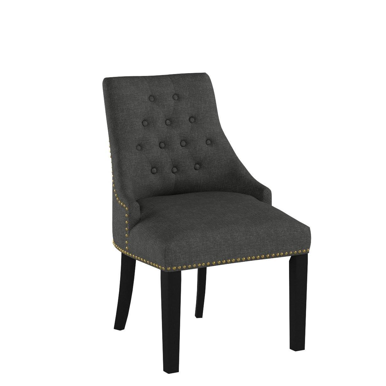 Xayoca Dining Chairs Set of 2,Upholstered Velvet Dining Room Chairs with Button-Tufted Decoration,Modern Kitchen Chairs with Nailhead Solid Wood Legs for Kitchen/Bedroom/Dining Room（Beige）