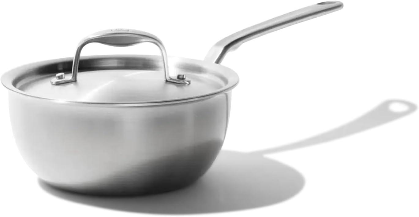 2 Quart Brushed Stainless Steel Saucier Pan with Stay Cool Handle