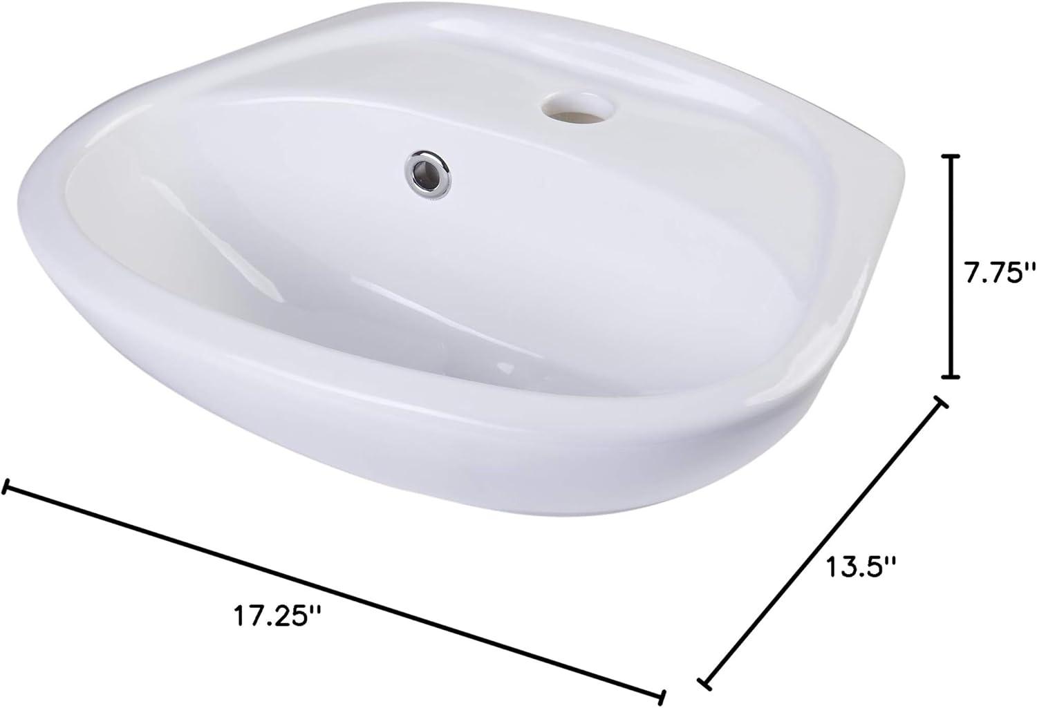 Alfi Brand 13.5'' White Ceramic Oval Bathroom Sink with Overflow