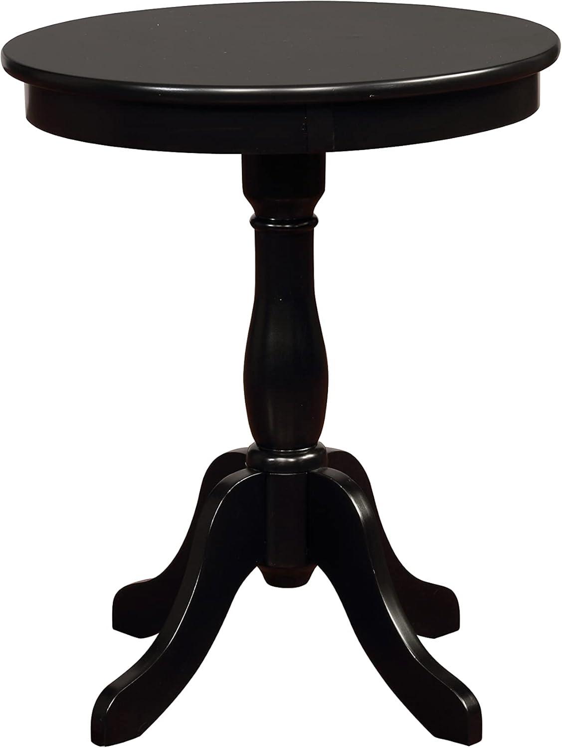 Linon Palmetto Round Wood Accent Table in Black