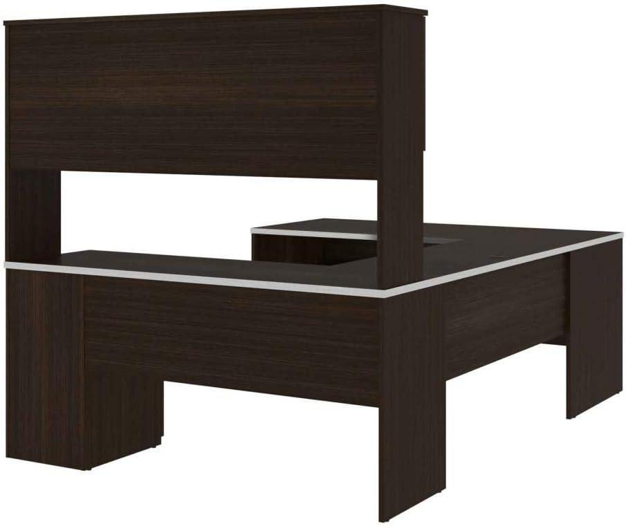 Bestar Ridgeley U Shaped Desk in Dark Chocolate & White Chocolate