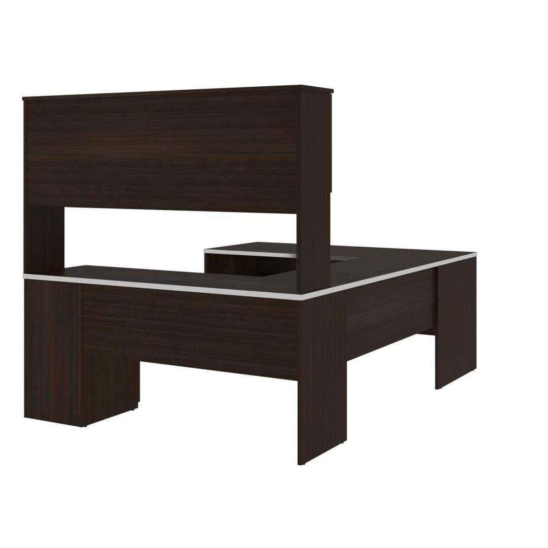 Bestar Ridgeley U Shaped Desk in Dark Chocolate & White Chocolate
