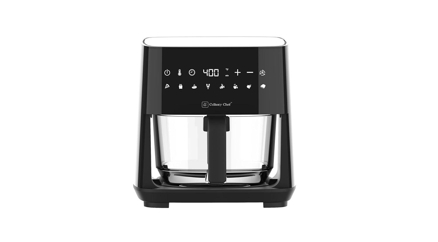 Culinary Chef Culinary Chef 4.5-Quart Electric Air Fryer with Glass Basket, Adjustable Temperature, Touch Control