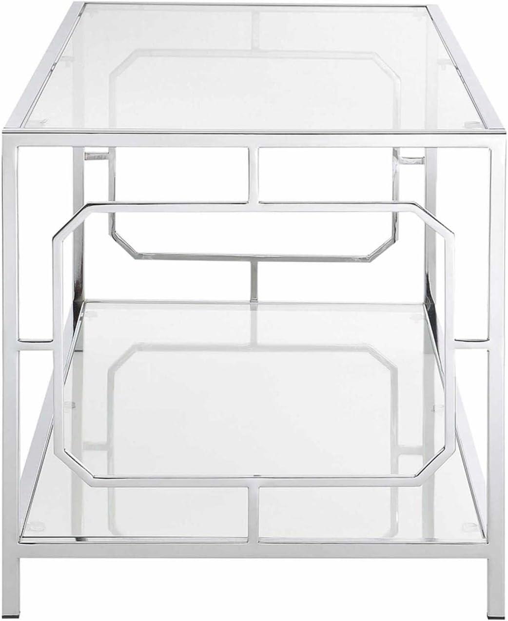 Convenience Concepts Omega Chrome Coffee Table in Clear Glass and Chrome Frame