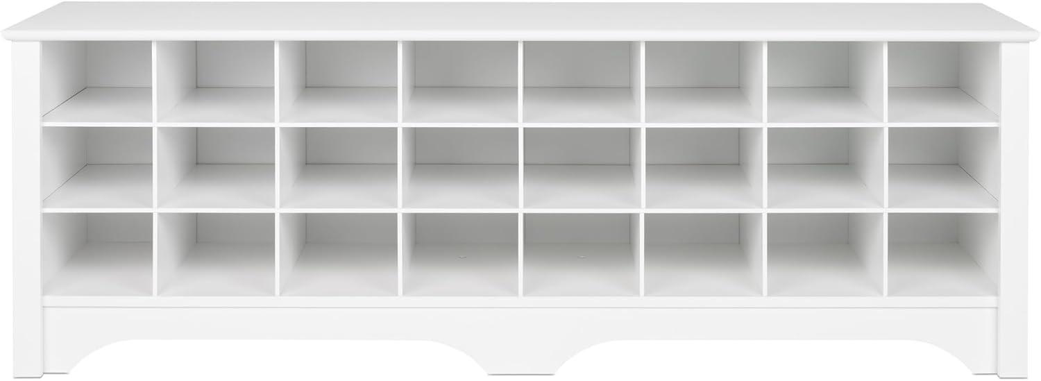 Elegant White Laminated Composite Wood 24-Shoe Cubby Bench