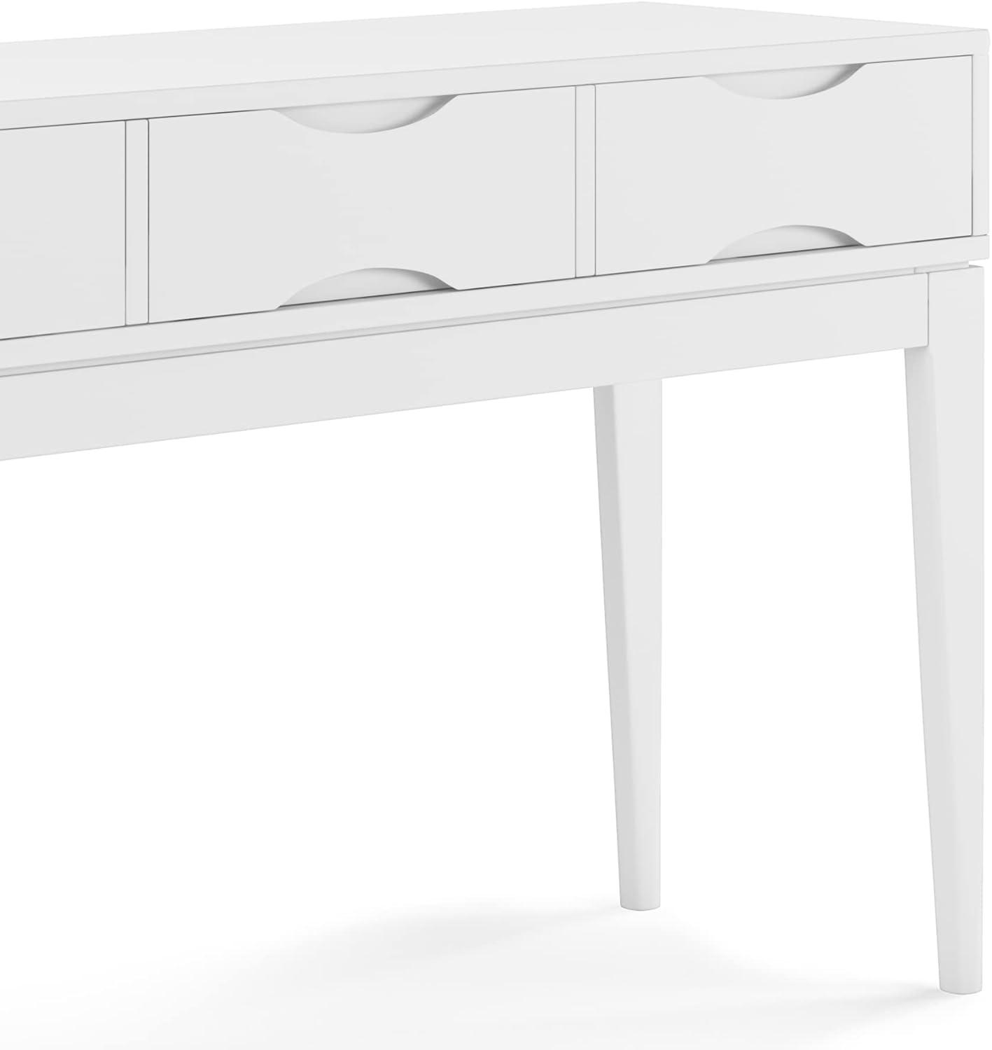 Harper Mid-Century White Solid Hardwood Console with Storage