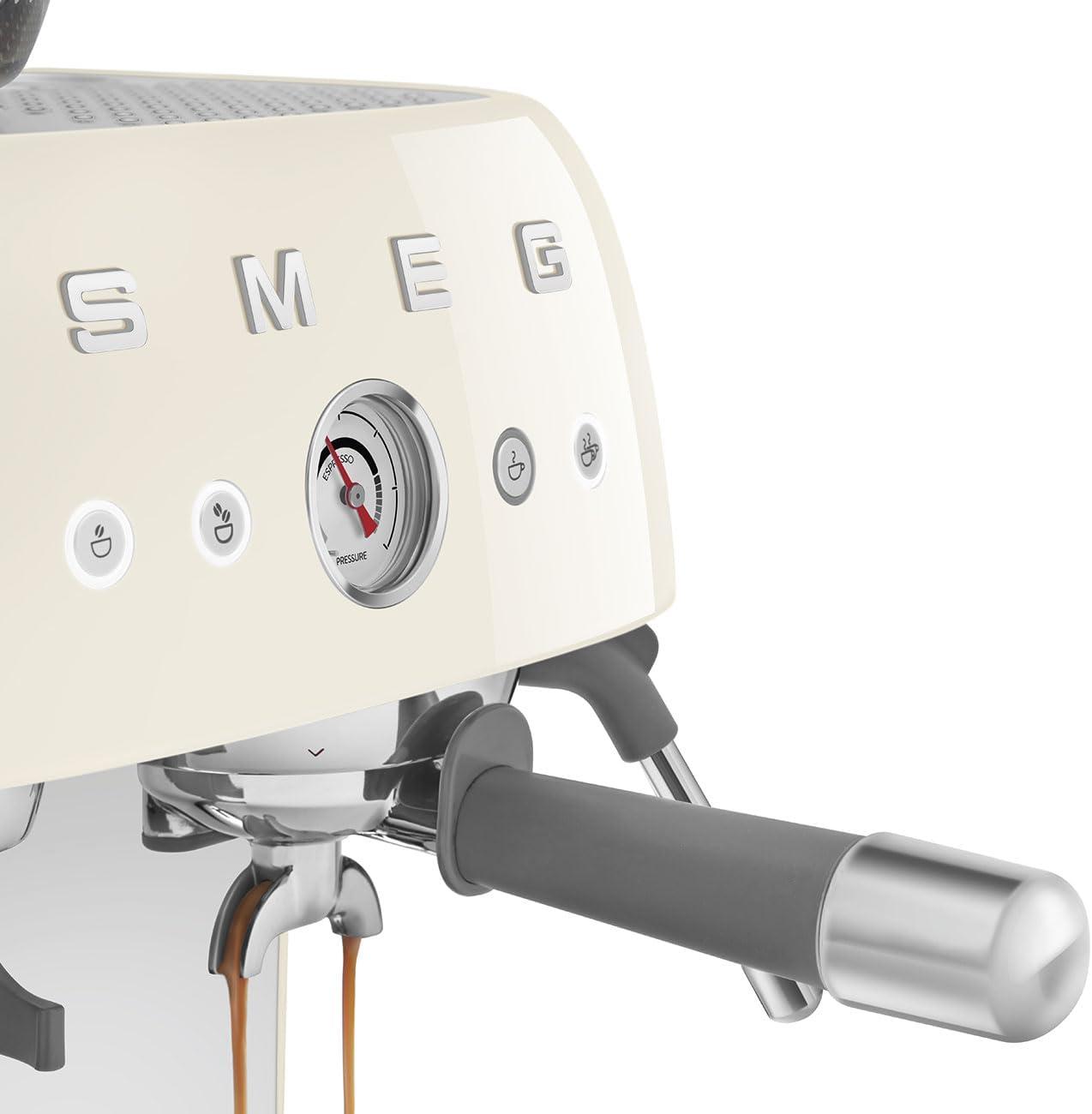 SMEG Cream Semi-Automatic Coffee and Espresso Machine with Milk Frother