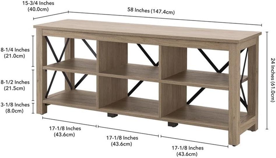 Evelyn&Zoe Sawyer Rectangular TV Stand for TV's up to 75", Gray Oak