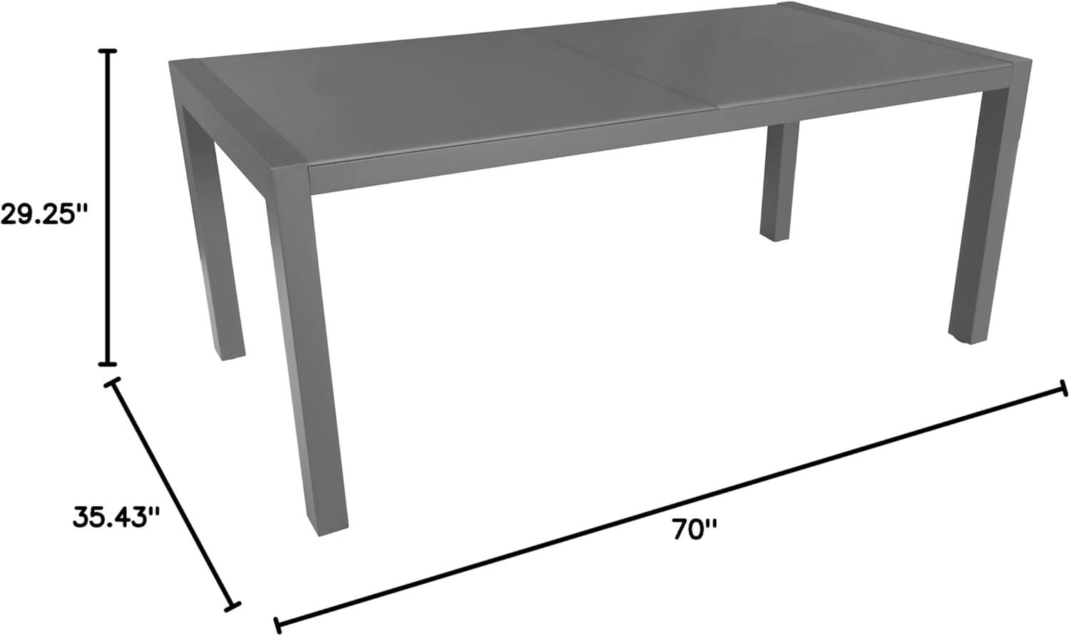 GDF Studio Marlee Outdoor Aluminum Glass Top Dining Table, Gray