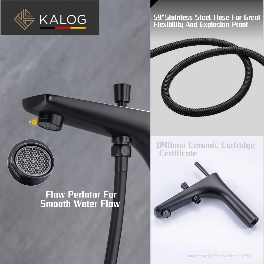 ARCORA Modern Single Handle Freestanding Tub Faucet, Floor Mount Tub Filler With Hand Shower AR9203600B