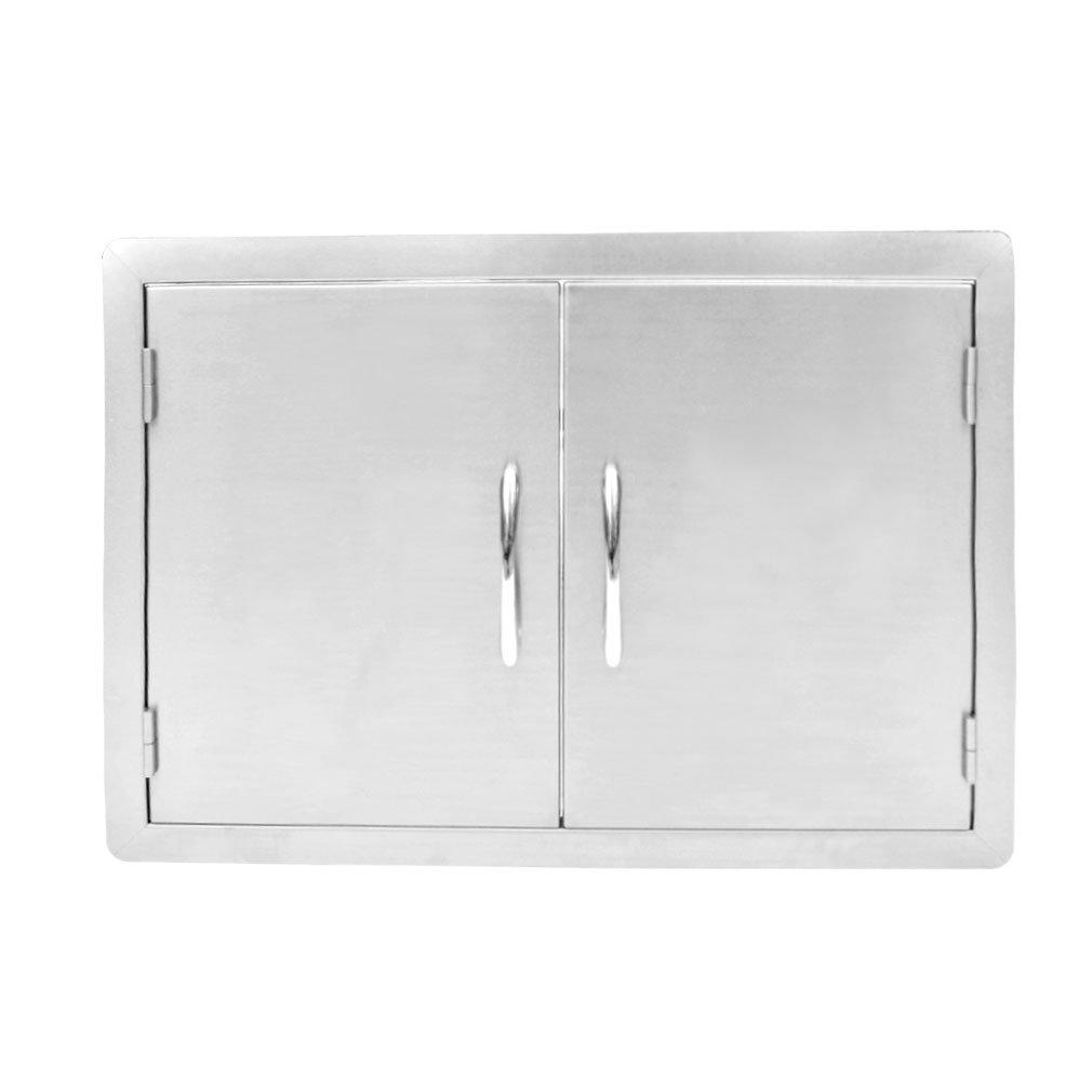 BBQ Access Door 30.5" W x 21" H, Grill Door Double Door Brushed Stainless Steel, Outdoor Kitchen Doors for BBQ Island Grilling Station