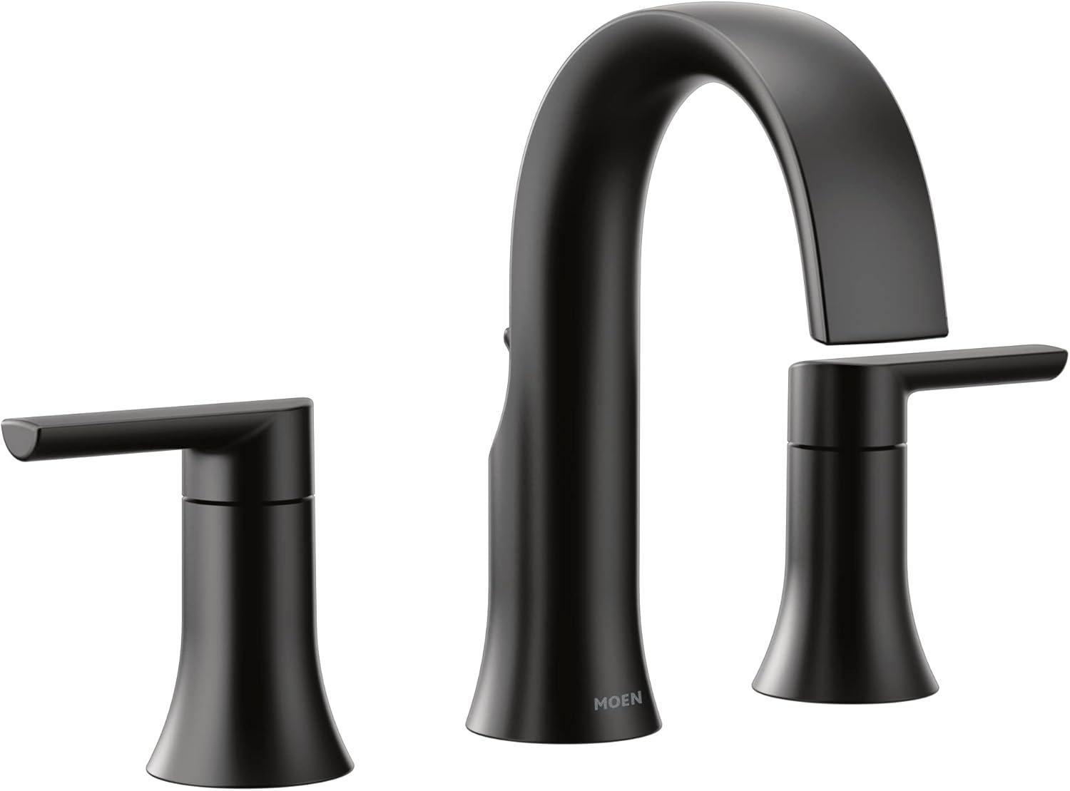 Elegant Doux Matte Black 8-Inch Widespread Metal Bathroom Faucet