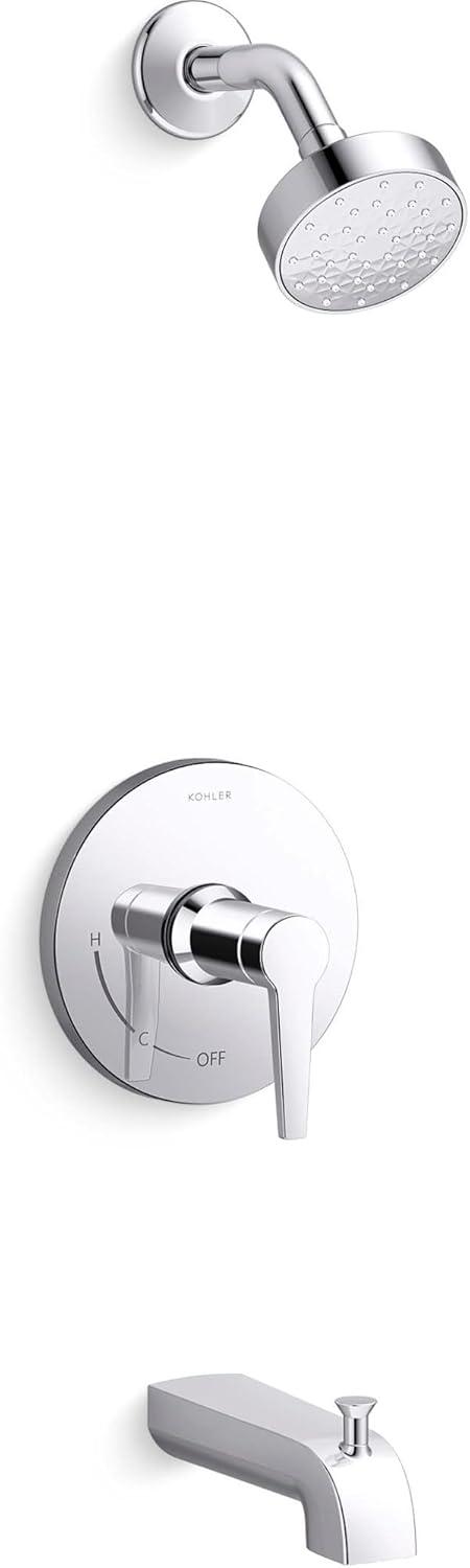 Kohler Pitch Rite-Temp Bath And Shower Trim With 1.75 GPM Water-Saving Single-Function Showerhead, Single Spray Setting