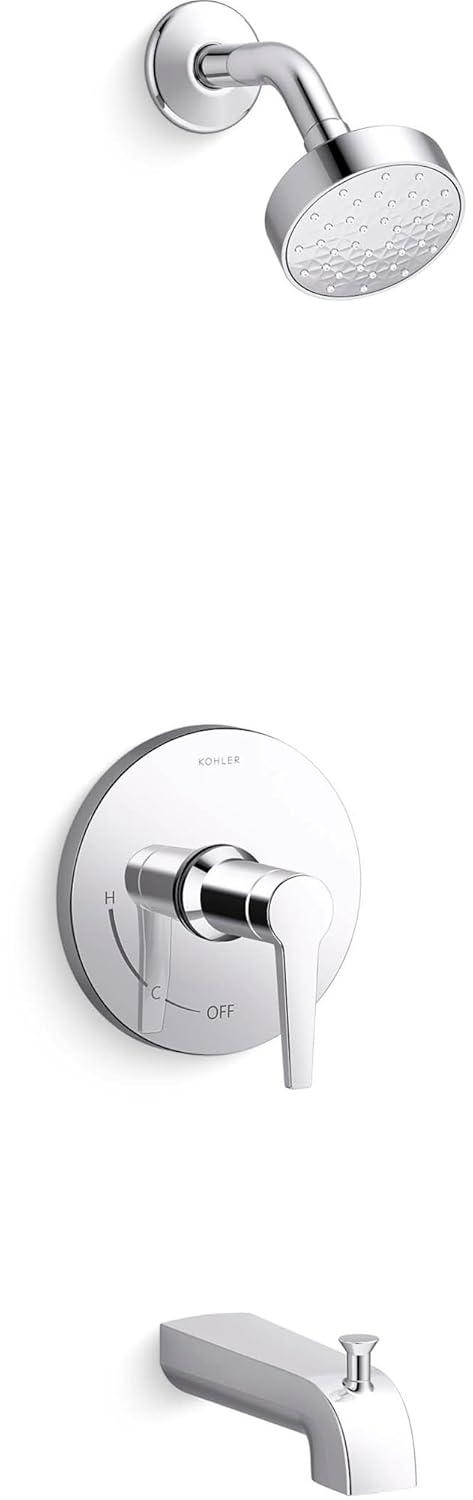 Kohler Pitch Rite-Temp Bath And Shower Trim With 1.75 GPM Water-Saving Single-Function Showerhead, Single Spray Setting