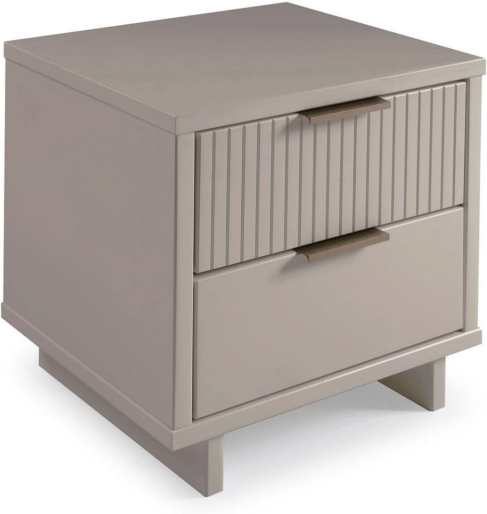 Granville Modern 2 Drawer Nightstand Light Gray - Manhattan Comfort: Soft Close, UV Finish, Metal Handles