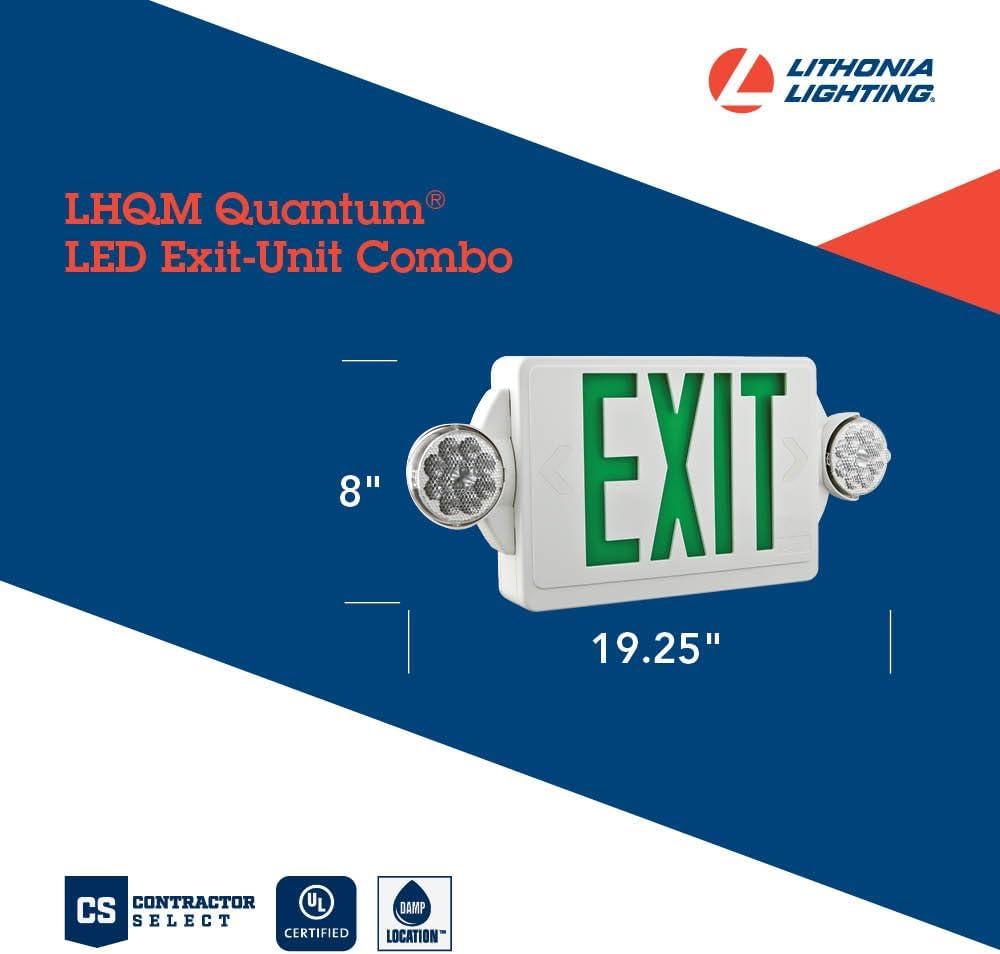 Lithonia Lighting 186HU9 Indoor LED Lighted Exit Sign and Emergency Lights, Thermoplastic