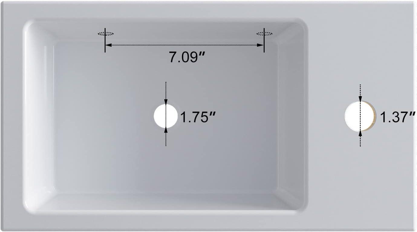 HOROW 9.75'' Ceramic Rectangular Hole Wall Mount Bathroom Sink