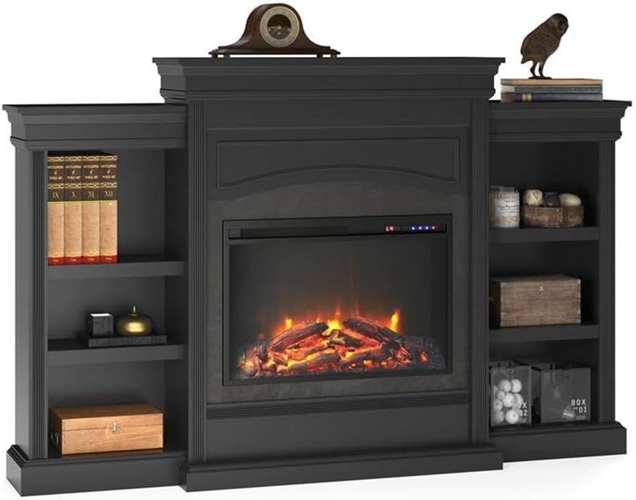 Ameriwood Home Lamont Mantel Electric Fireplace Space Heater, Black