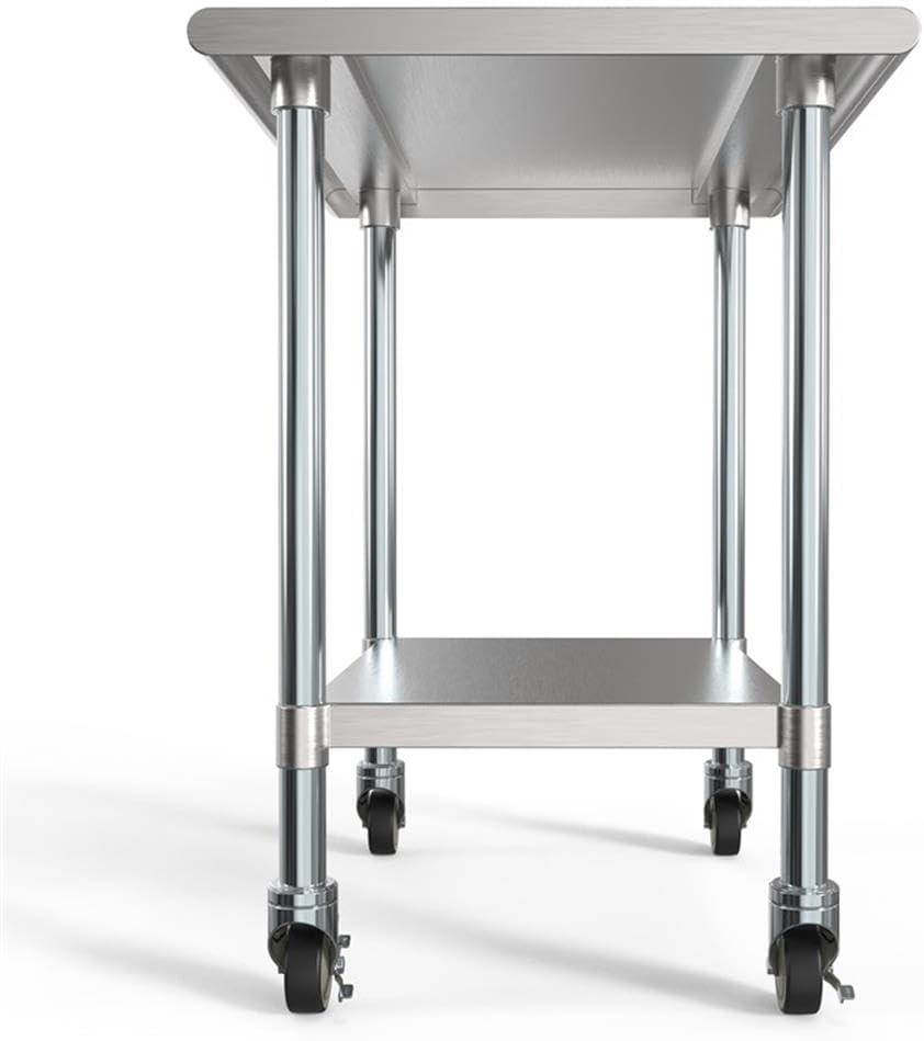 30" x 36" 18-Gauge 304 Stainless Steel Commercial Work Table with Casters, CT3036-18C.