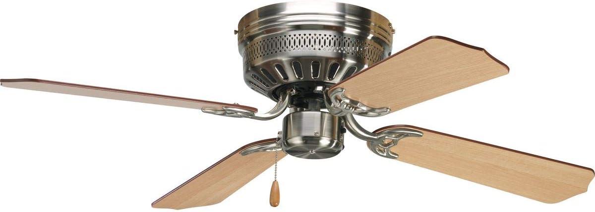 Progress Lighting Hugger 42 Hugger 42" 4 Blade Flush Mount Indoor Ceiling Fan - Nickel