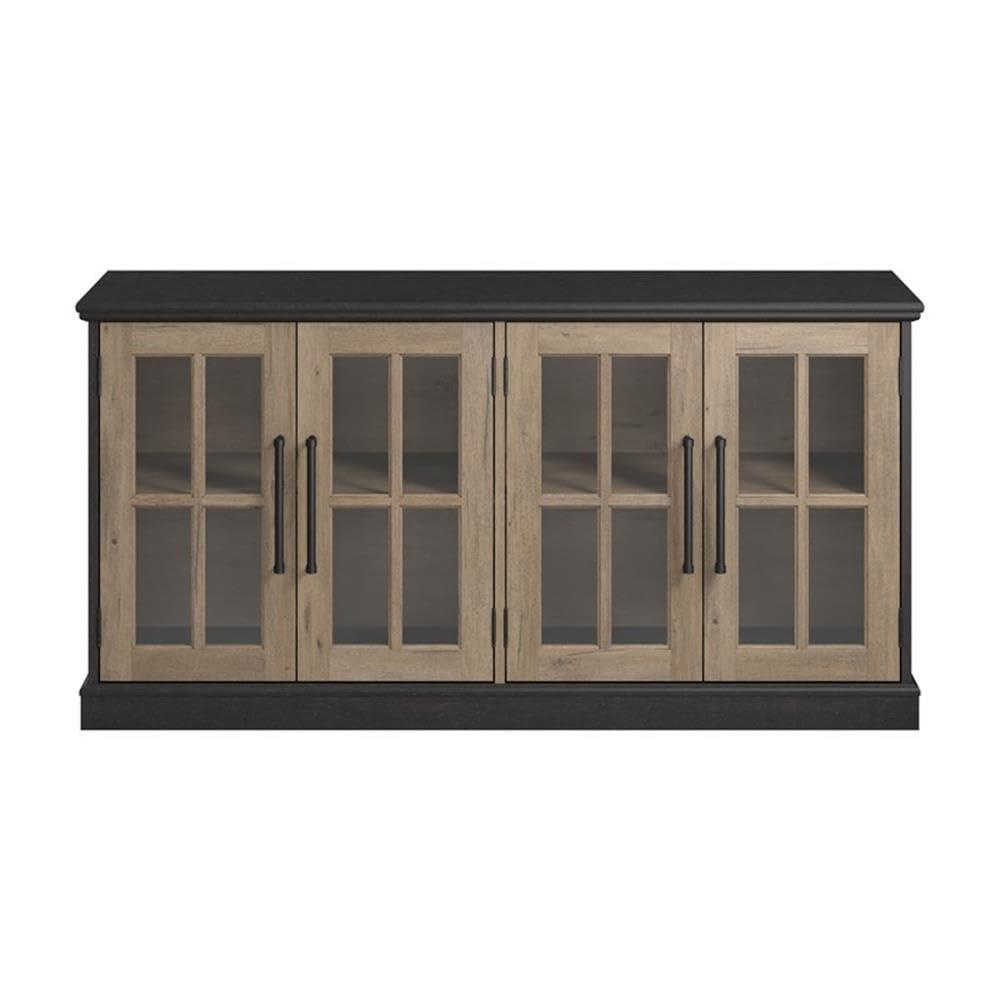 Bush Furniture Westbrook 60W TV Stand for 75 Inch TV in Vintage Black/Restored Tan Hickory