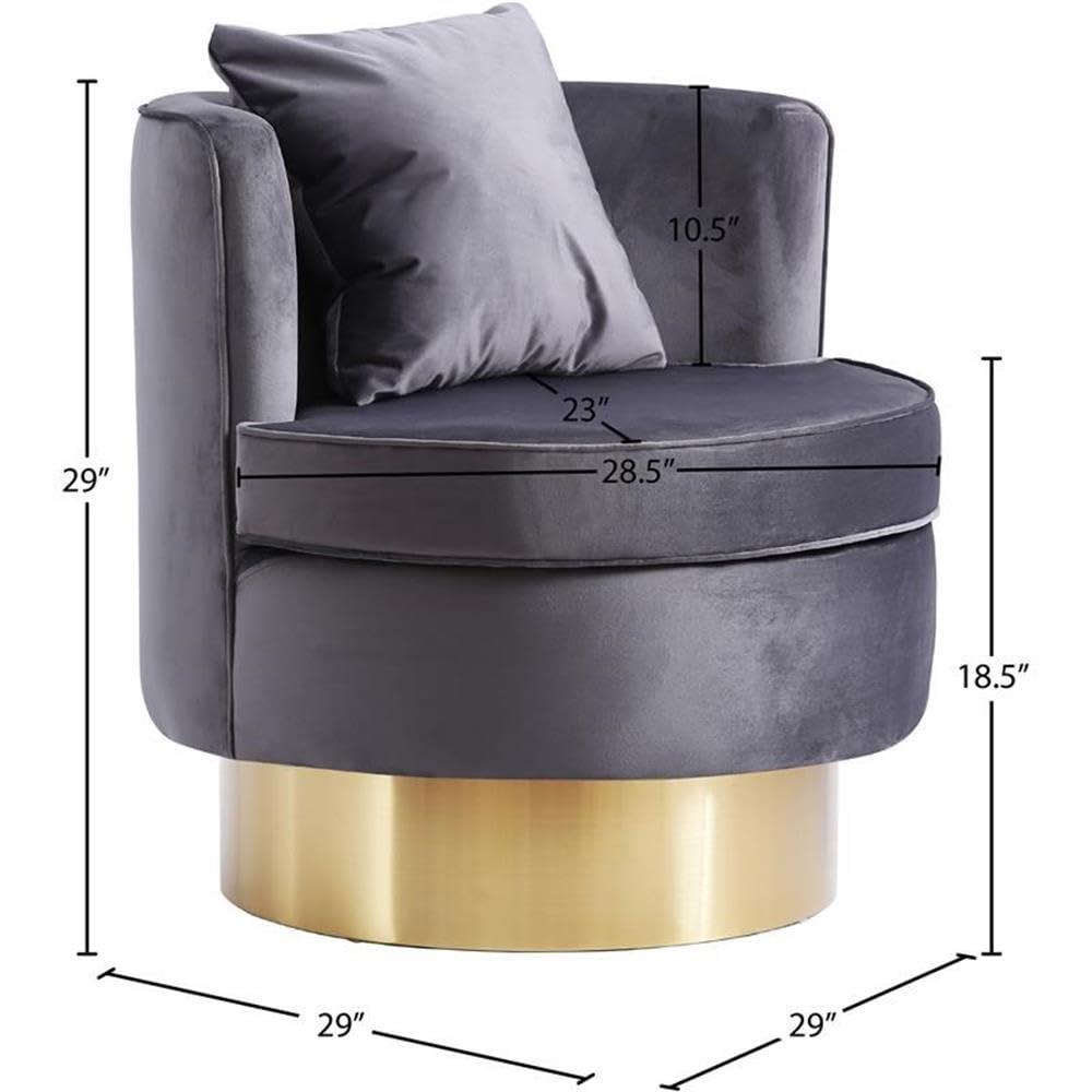 Meridian Furniture Kendra Grey Velvet Swivel Accent Chair