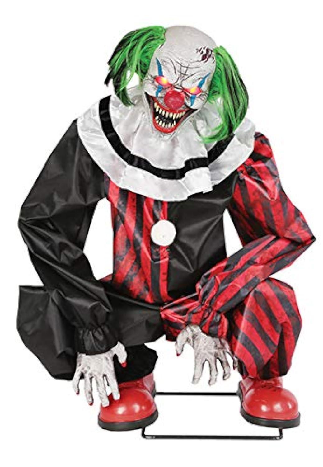 Seasonal Visions Animated Crouching Clown Halloween Decoration -  - Red