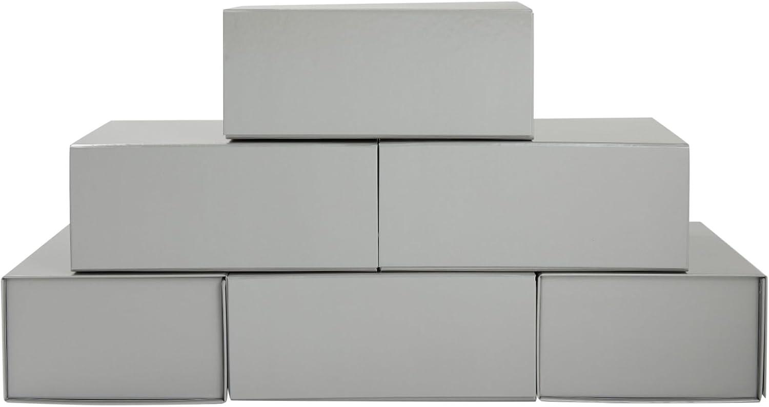 Stockroom Plus 6 Pack Magnetic Gift Boxes with Lids, 9.5x7x4 Inches for Birthday, Wedding, Groomsman and Bridesmaid Proposal Box, Gray