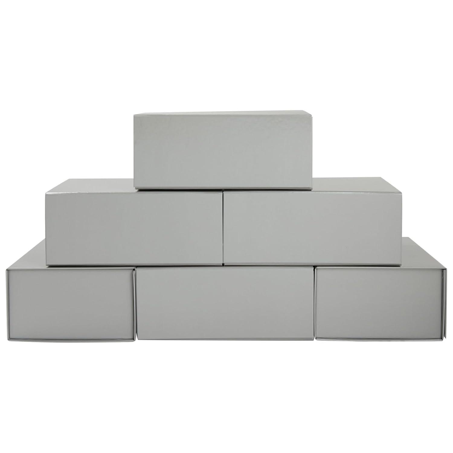 Stockroom Plus 6 Pack Magnetic Gift Boxes with Lids, 9.5x7x4 Inches for Birthday, Wedding, Groomsman and Bridesmaid Proposal Box, Gray