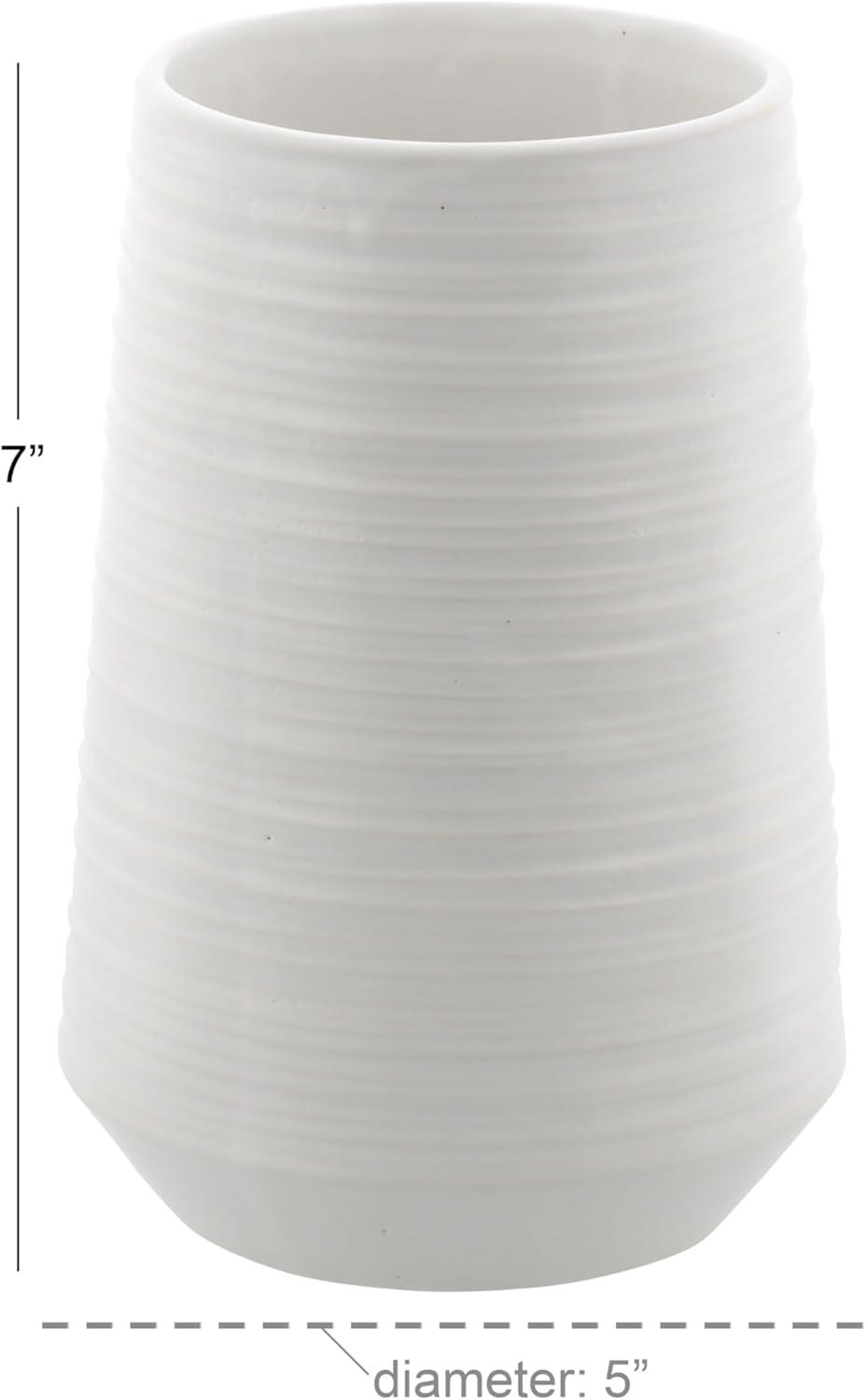 CosmoLiving by Cosmopolitan 7" Ribbed White Porcelain Vase