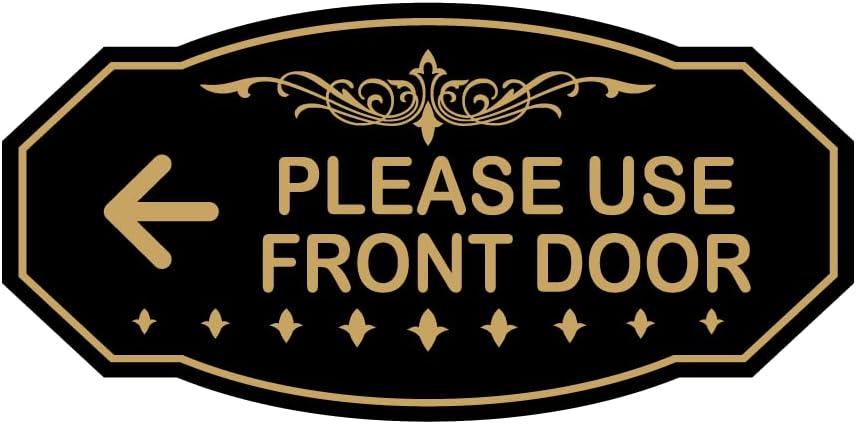 Large Black Gold Victorian Front Door Sign with Left Arrow