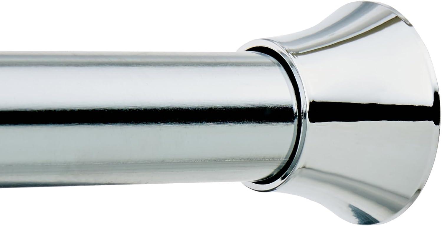 Adjustable Chrome Tension Curtain Rod with Classic Finial