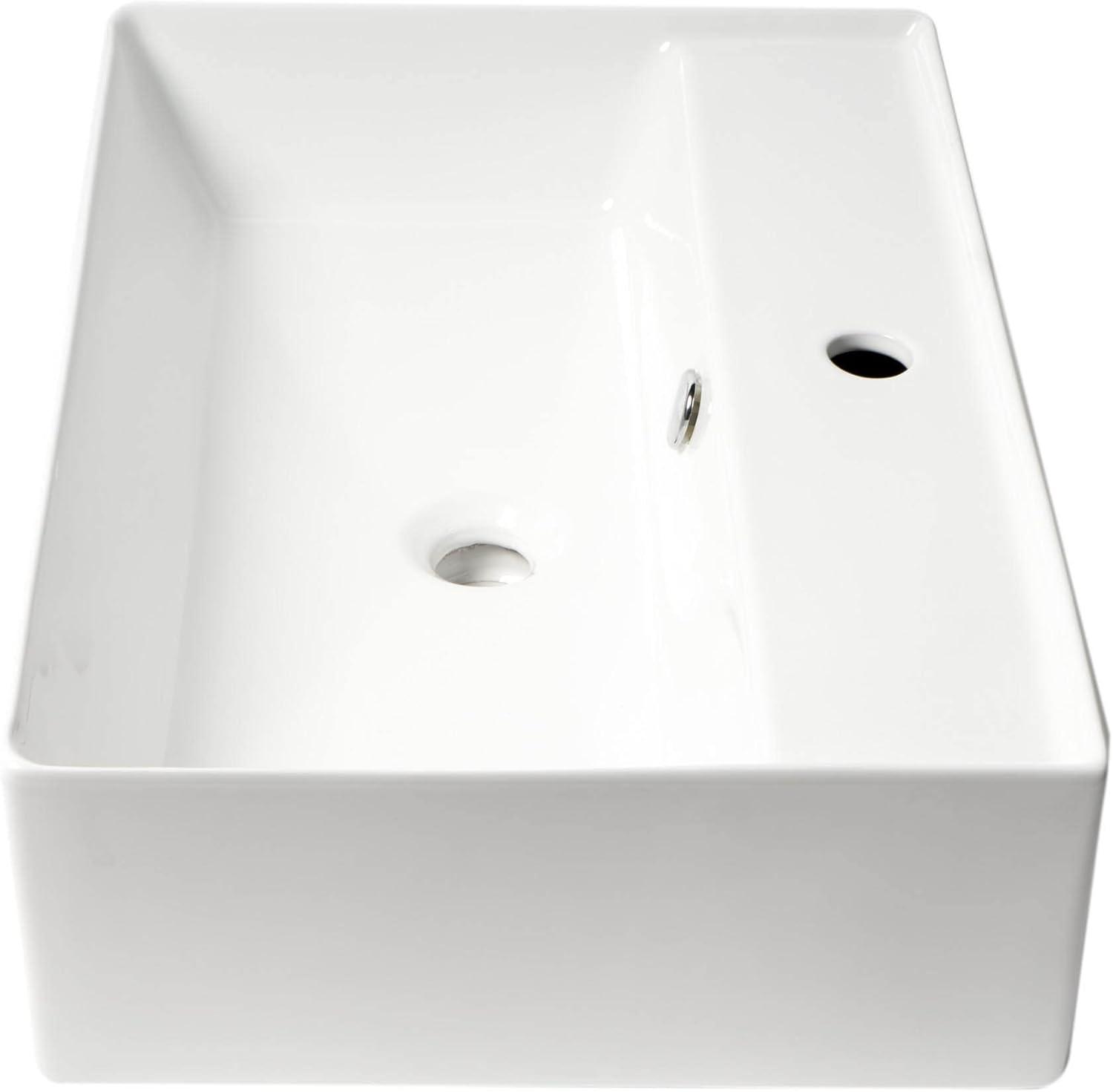 Alfi Brand 15.75'' Porcelain Rectangular Bathroom Sink with Overflow