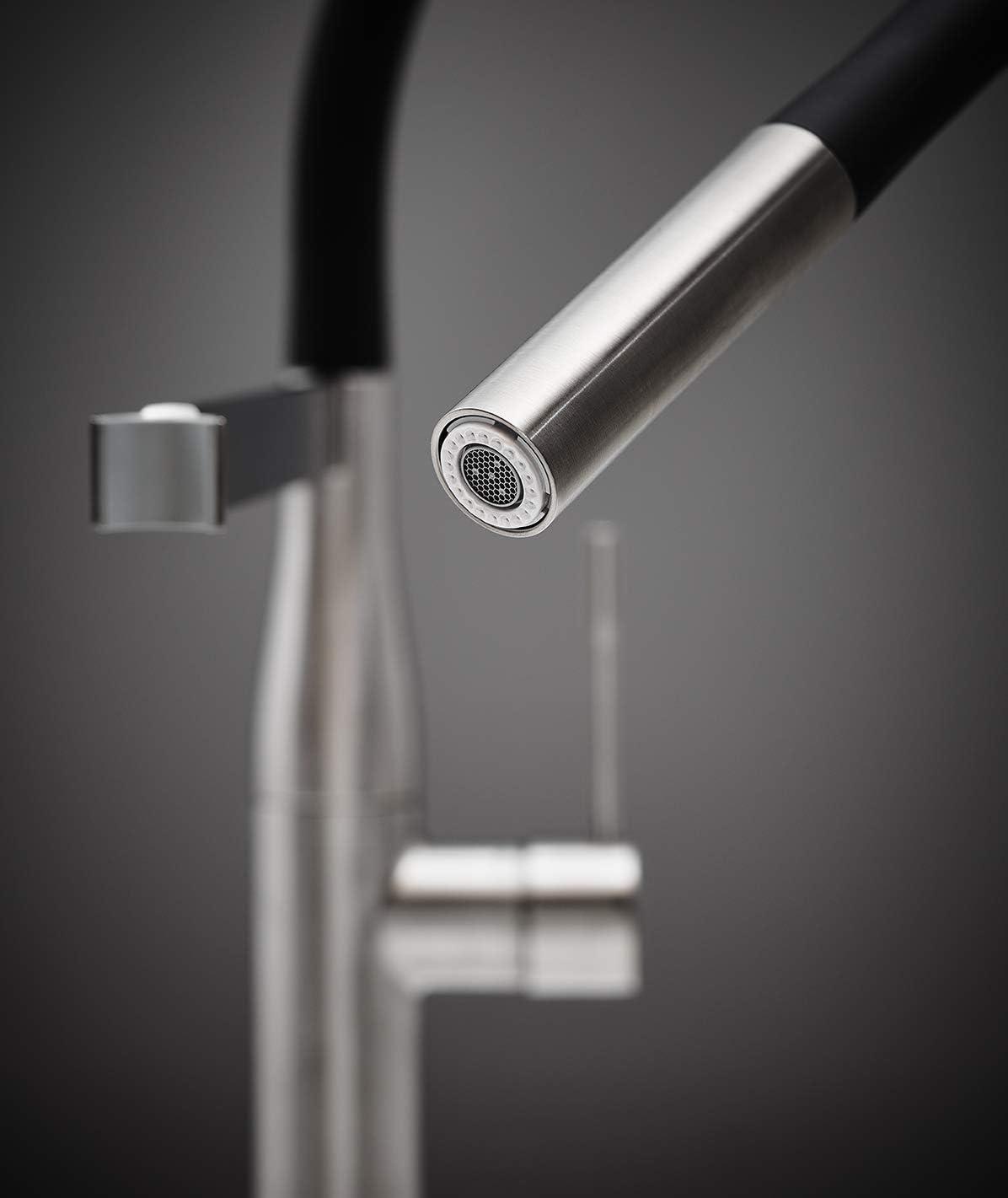 Modern Chrome Kitchen Faucet with 360° Swivel and Pull-Down Spray